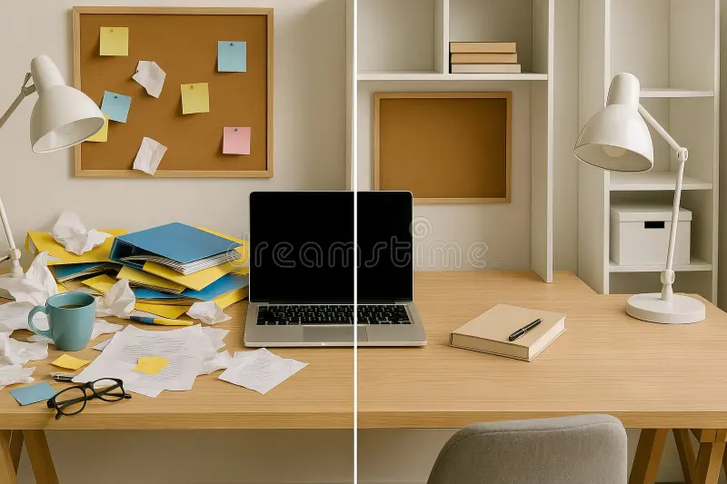 home-office-desk-organization-cluttered-workspace-transformed-clean-minimalist-setup-concept-373124205